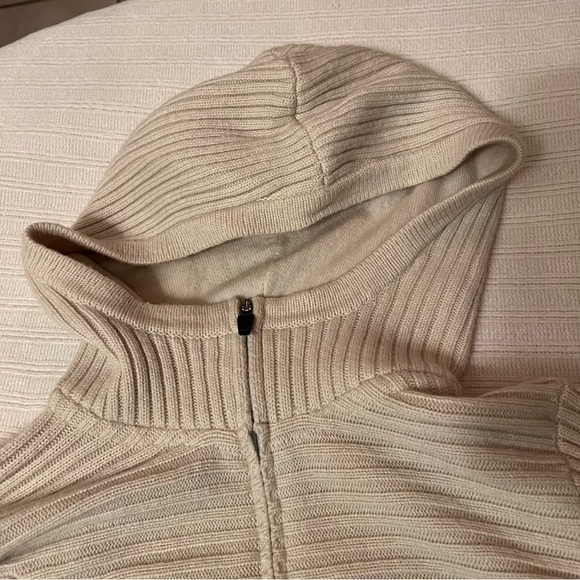 Aether wool cashmere tan ribbed moto hoodie XS 1 - Picture 6 of 7